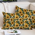 thumbnail image 2 of Sunflower Throw Pillow Covers, Summer Floral Botanical Watercolor Yellow Green Soft Breathable Pillow Cases with Invisible Zipper, Toddler Pillowcases for Couch Bed Sofa Chair 12x20 Inches, 2 of 9