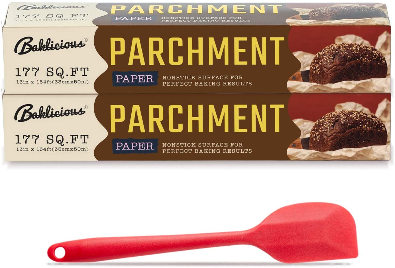 BAKLICIOUS Unbleached Parchment Paper Roll, 13 In X 164 Ft 2pack Non