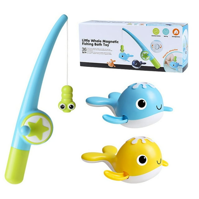 Fishing Toy Set Magnetic 3PCS Bathtub Fishing Game Wind up Toy Fishing Rod Toy