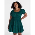 thumbnail image 2 of Time and Tru Women's and Women's Plus Cotton Peasant Mini Dress With Puff Sleeves, Sizes XS-4X, 2 of 6