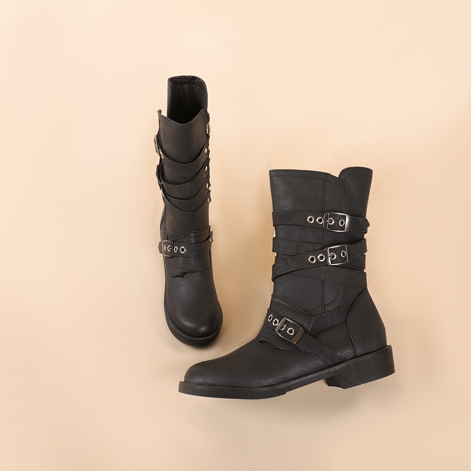 Summer Saving Clearance AXXD Mid-Calf Boots,Winter Shoes For Women Outdoor Fall Autumn Snow Boots Womens Boots Slouch Mom Knee-High Boots For Clearence