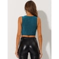 thumbnail image 3 of Camiseta corta sin mangas Allegra K con cuello redondo y purpurina Azul verdoso S, 3 of 4