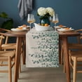 thumbnail image 2 of Teal Green Eucalyptus Leaves Table Runner - 70 Inch Long, Kitchen Dining Table Runner Dresser Scarves, Spring Plants Country Beige Farmhouse Decor for Coffee Tables Wedding Party Banquet, 2 of 8