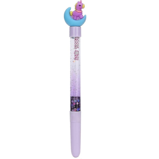 Black Gel Pen Liquid Paillette Handle Cartoon Cap Painting Writing Stationery Soft RubberPurple Pen Holder 26-27s