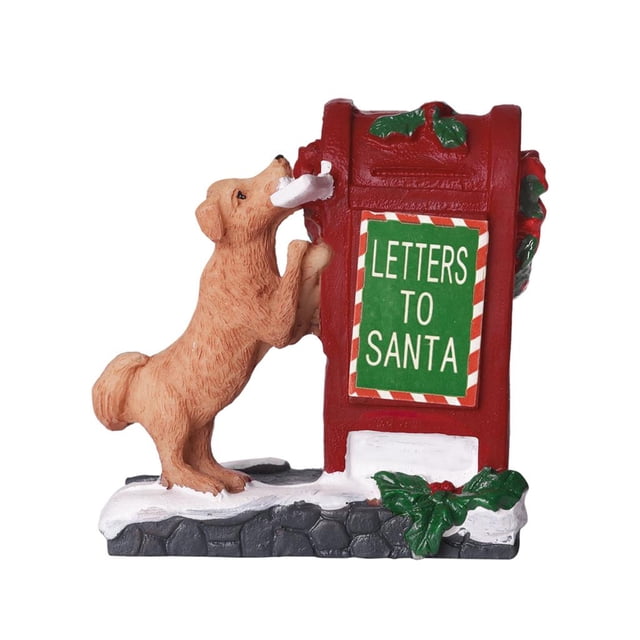 Accesorios para estatuas navideño Escultura Artesanía Linda de s de perrito para Navidad Accesorios para Zulema Estatua del buzón de Santa