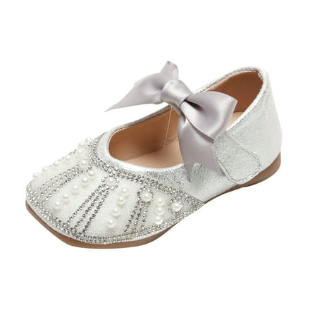 

nsendm Toddler Summer Shoes Girls Shoes Shoes Glitter 1-6Y Shoes Flower Kids Princess Baby School Heels Wedding Sandal White 5 Years