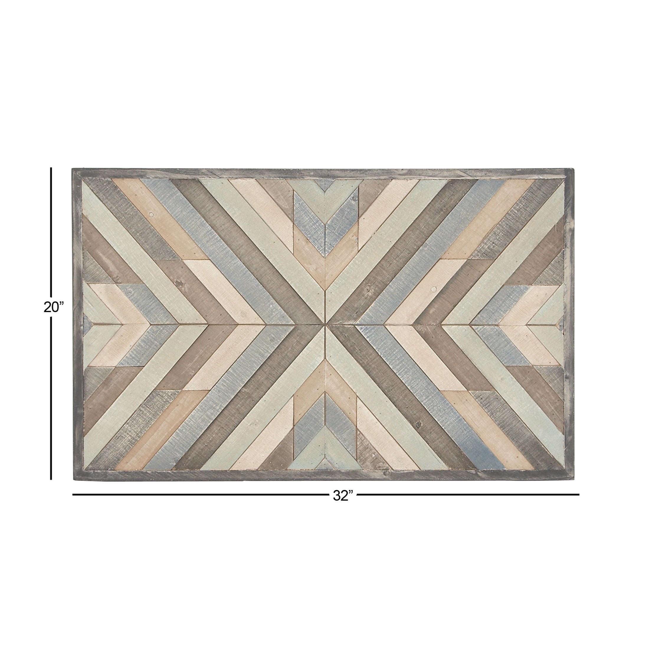 DecMode Multi Colored Wood Handmade Southwestern Inspired Arrow Panel Geometric Wall Decor with Blue Tones
