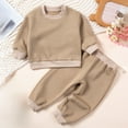 thumbnail image 2 of HCNTES Toddler Baby Boy Clothes Fall Winter Outfits Truck Embroidery Long Sleeve Crewneck Sweatshirts Pants(12-18 Months,S1427-Khaki), 2 of 9