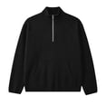 thumbnail image 2 of Bosfbaoi Half Zip Sweaters for Men Stand Collar Ribbed Knit Pullover With Kangaroo Pocket Casual Long Sleeve Sweatshirt, 2 of 7