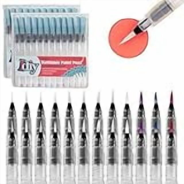 Refillable Watercolor Brush Pen Set of 24 (3 Different Thicknesses & 8 of Each Size) Multi Purpose Artist Grade Watercolor Brushes for DIY Painting & Lettering