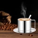 thumbnail image 4 of Juego de tazas de café de acero inoxidable - 304 tazas aislantes de doble pared para oficina, té y bebidas calientes, 13,6 cm, plata (set de 3 piezas), 4 of 6