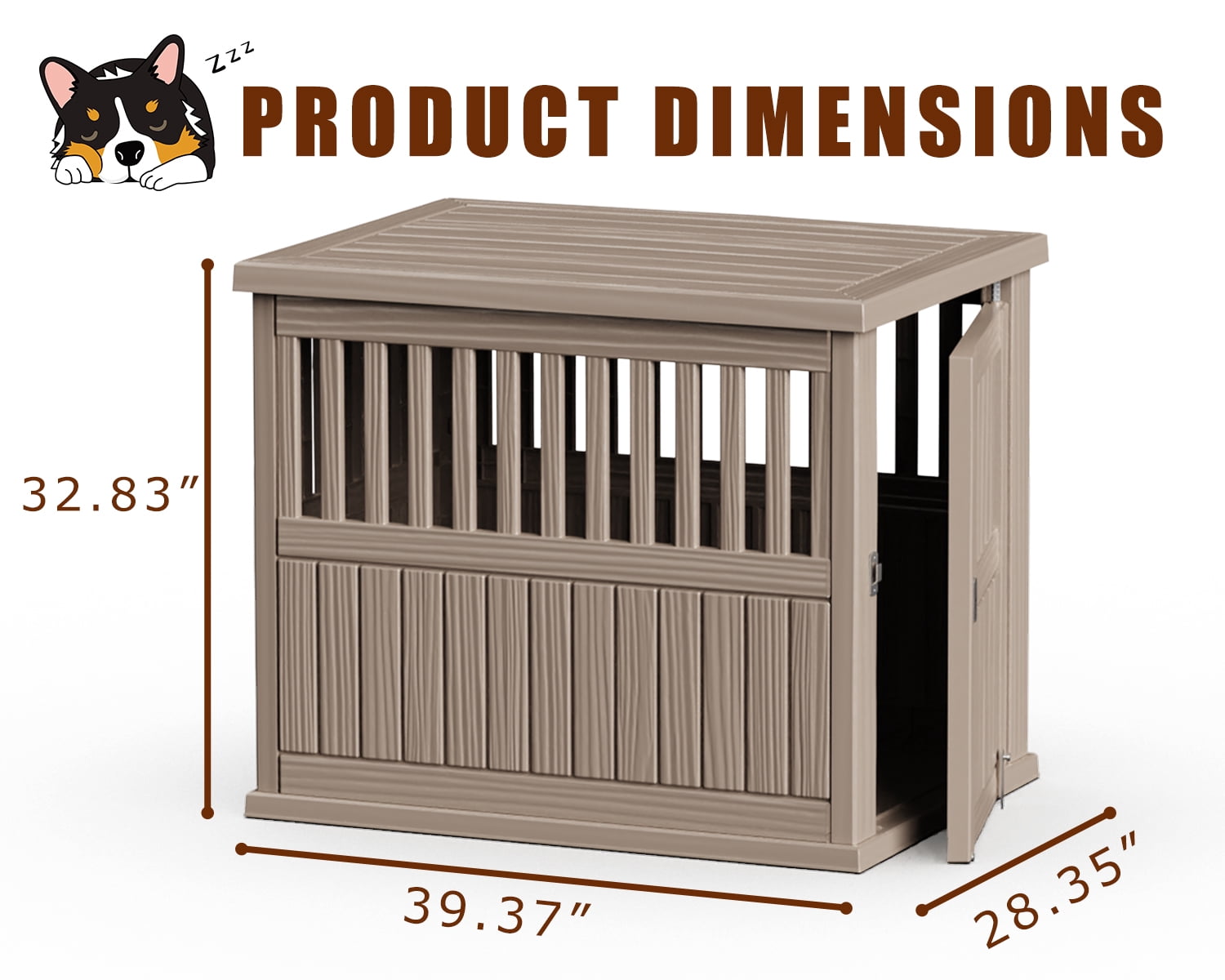 Joxxoaa Durable Dog Crate Furniture with Lockable Door,Dog House Indoor for Small Medium Large Dogs (Gray, Large)
