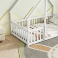 thumbnail image 5 of Jopath Twin Size Floor Bed Frame Montessori Bed with House-Shaped Floor Bed with Fence, Guardrails for Kids,Boys,Girls White, 5 of 10