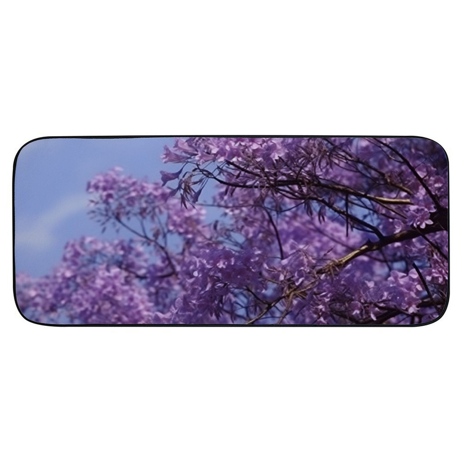Qinduosi Decorative Door Mat, Door Mat with Non-Slip Rubber Backing, Cleaning, Traps Dirt, for Entry, Patio, Garage - Nature Purple Jacaranda Tree Flowers 19.68*47.24 in