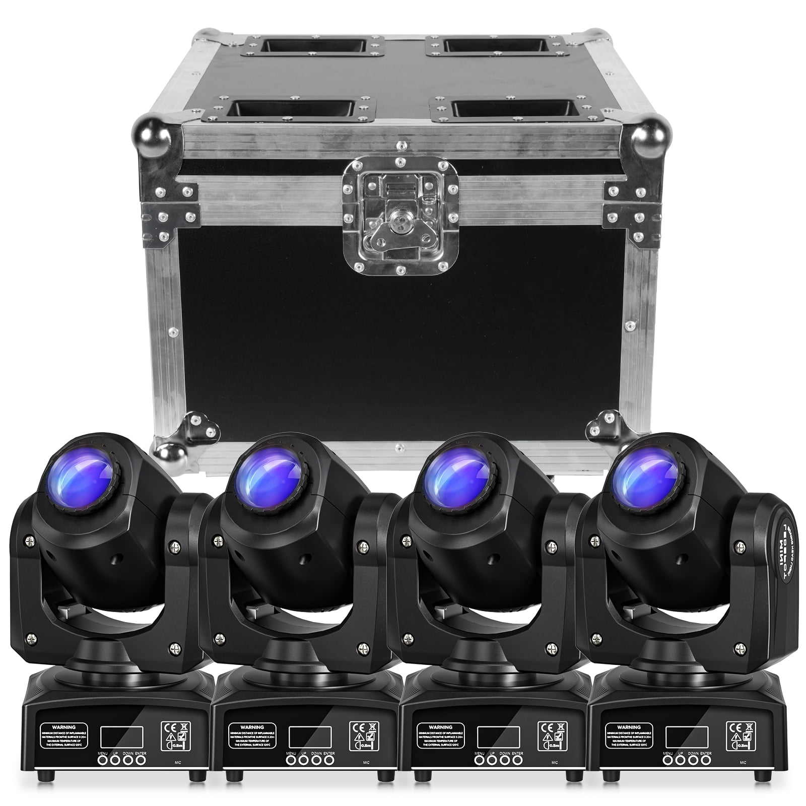 LED Moving Head DJ Lights Beam Stage Lights w/ Case, 2 Pack 8 Gobos 8 Colors DMX 512 Sound Activated for Disco Party Stage Lighting