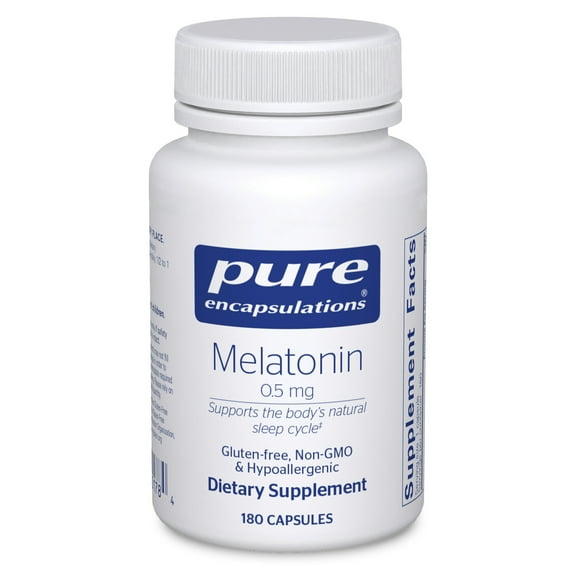 Pure Encapsulations Melatonin 0.5 mg - Natural Sleep Helper for Bedtime - Regulates Sleep-Wake Cycle* - 0.5 mg Melatonin - Vegan & Non-GMO - 180 Capsules