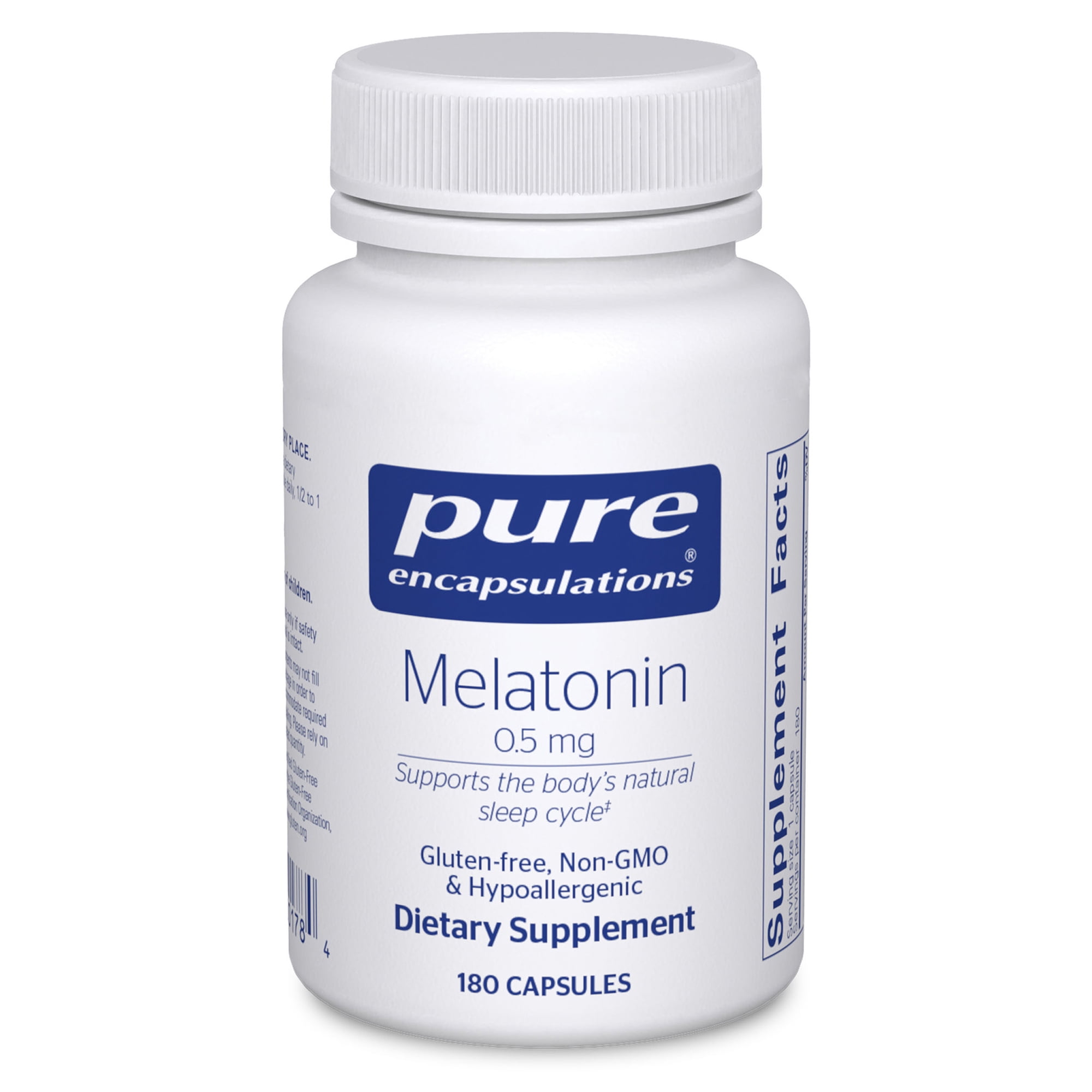 Pure Encapsulations Melatonin 0.5 mg - Natural Sleep Helper for Bedtime - Regulates Sleep-Wake Cycle* - 0.5 mg Melatonin - Vegan & Non-GMO - 180 Capsules