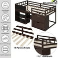 thumbnail image 3 of Low Loft Bed Twin Size with Rolling Desk, Storage Shelves and Chalkboard, Loft Bed with Storage Drawer and Full-Length Guardrail, Twin Loft Bed, Espresso, 3 of 12