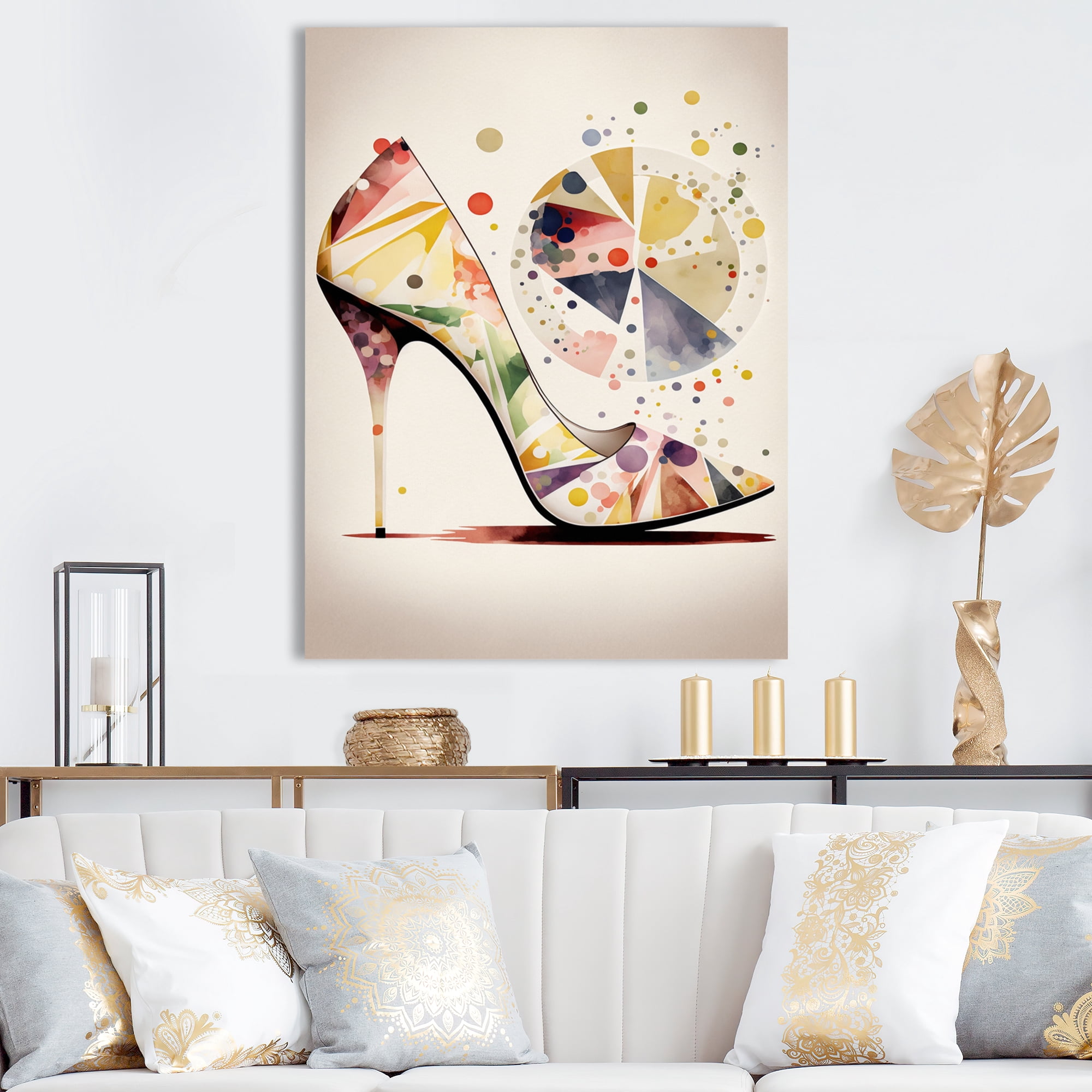 Designart Retro Art Deco High Heel Shoe IX Canvas Wall Art