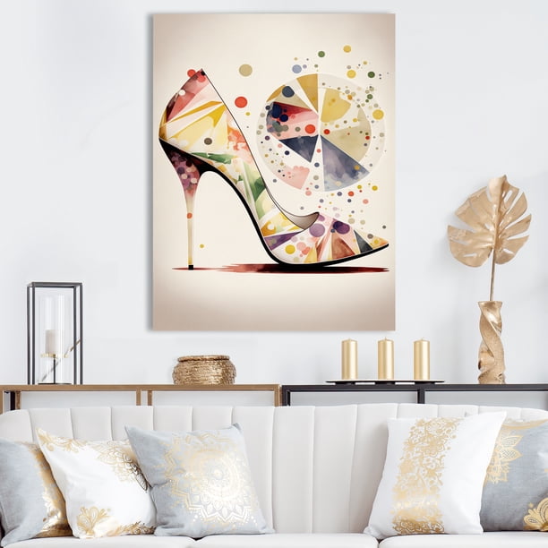 Designart Retro Art Deco High Heel Shoe IX Canvas Wall Art
