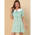 thumbnail image 3 of Vestido Camisero De Manga Corta Entallado Y Acampanado Con Cuello En Contraste Y Volantes Con Pajarita Y Cuello En Contraste Para Mujer Verde XL, 3 of 6
