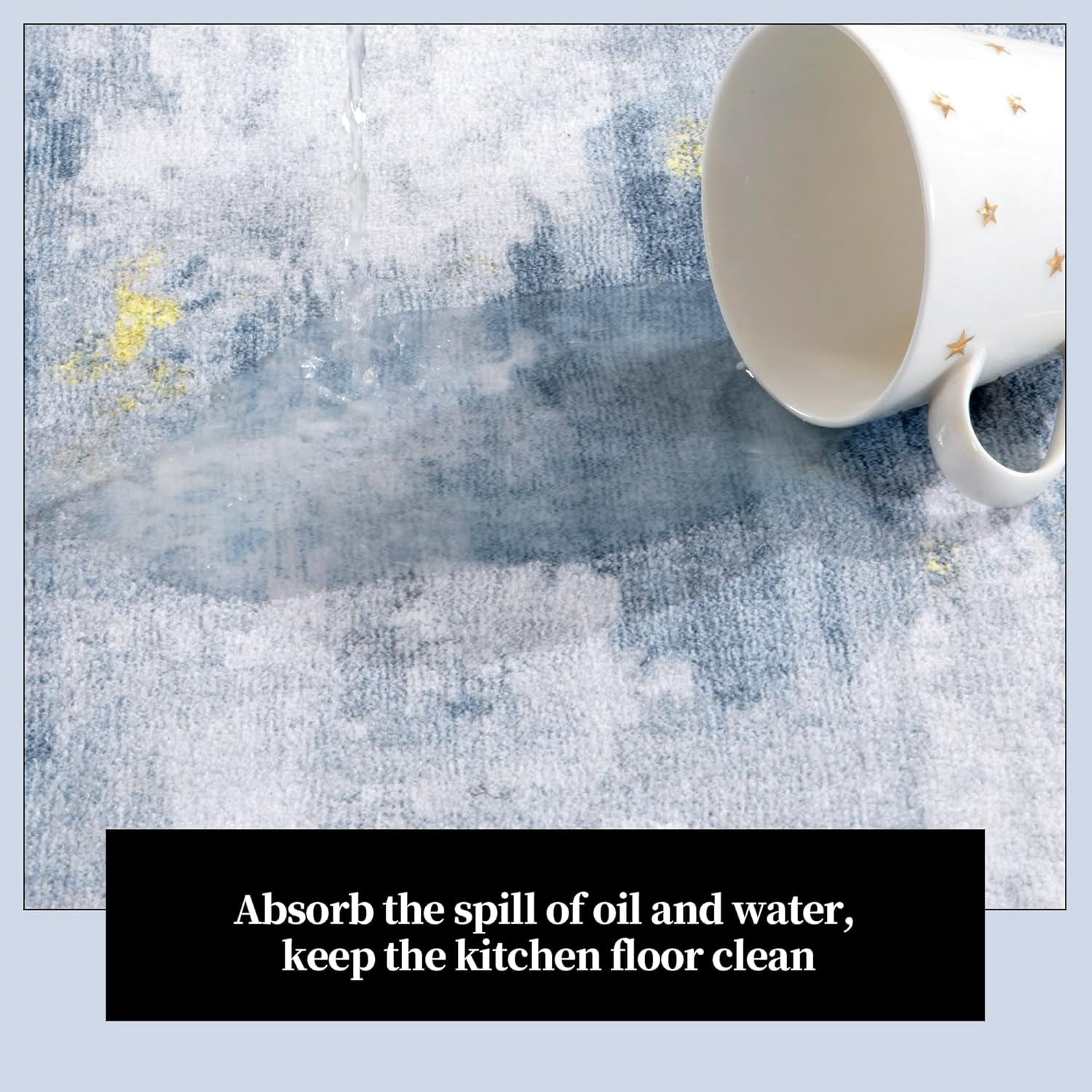 Washable Non Slip Kitchen Rugs Set of 3,Modern Abstract 3 Piece Kitchen Mats for Floor,Absorbent Carpet for Kitchen,Soft Low Pile Kitchen Runner Rug for Sink,Laundry,Washroom,Blue
