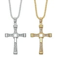 thumbnail image 2 of 14K Yellow Gold Fast and Furious Movies Actor Dominic Toretto Rhinestone Cross Crystal Pendant Chain Necklace Men Jewelry, 2 of 7