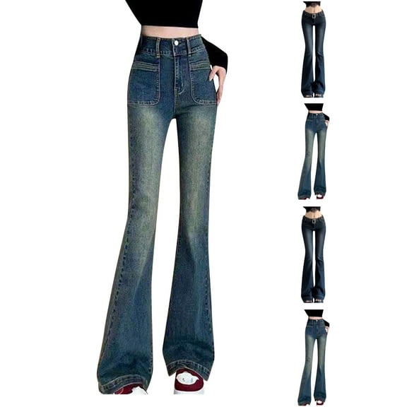 Gamivast Flare Jeans for Women High Waisted Tall Y2K Straight Wide Leg Bootcut Jeans with Front Pockets Distressed Vintage Belled Bottom Denim Pants Fall Fashion Must Haves 2025
