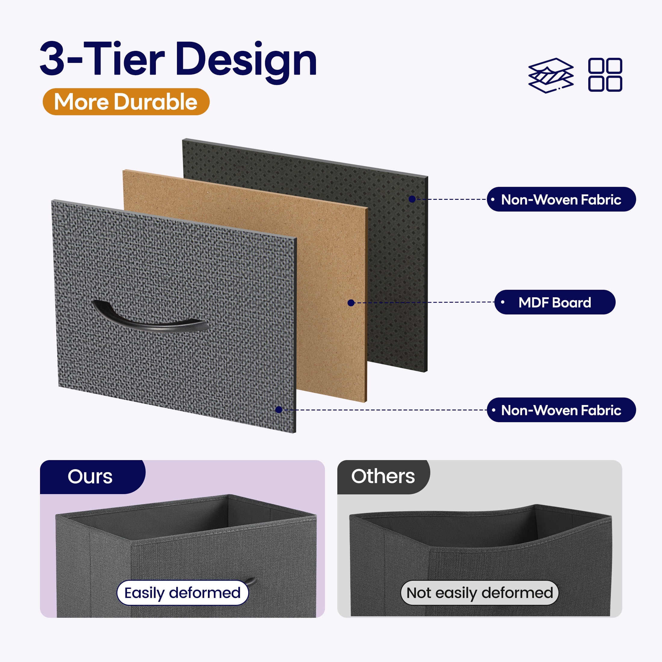 edx 13-Drawer Fabric Dresser, Sturdy Steel Frame Storage Cabinet for Bedroom Closet Clothes, Gray