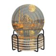 thumbnail image 2 of BZSMCE 6Pcs Drink Coasters With Holder 3.94Inch The Castle by Night Creative Coil Coaster Coasters Colors Absorbent Coasters for Drinks Coasters Set Thicken Heat for Home Table, 2 of 7