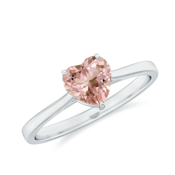 Rosec Jewels Heart Shape Morganite Solitaire Ring for Women (6 mm, 0.75 CT, AAA Quality), 925 Sterling Silver, US 4.00