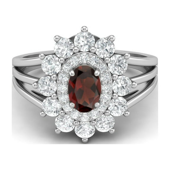 4.03 Ctw Oval Natural Garnet 925 Sterling Silver Solitaire Women's Valentines Day Gifts Ring