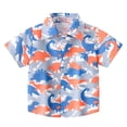 thumbnail image 4 of GYRATEDREAM Toddler Baby Boys Summer 2 Piece Outfits Kids Cartoon Graphic Print Suit Children Short Sleeve Lapel Collar Button down Shirt Tops + Elastic Waist Shorts Set for 12 Months-7 Years, 4 of 8