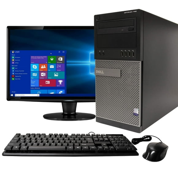 "DELL Optiplex 790 Tower Computer PC, Intel Dual-Core i3, 250GB HDD, 8GB DDR3 RAM, Windows 10 Home, DVD, WIFI, 22in Monitor, USB Keyboard and Mouse (Refurbished)"