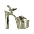 thumbnail image 3 of Steve Madden Womens Vaida Patent Tall Platform Sandals Gold 8 Medium (B,M), 3 of 3