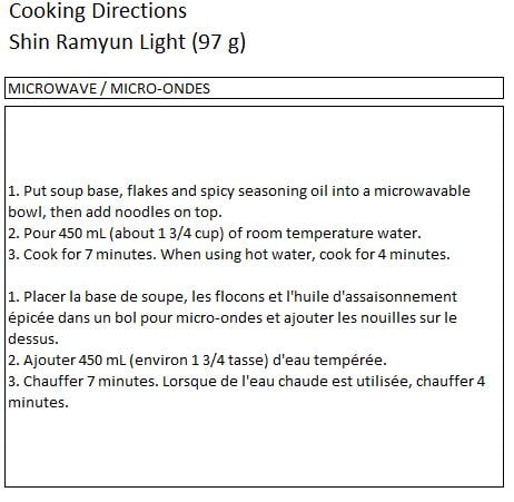 Nongshim Shin Ramyun Light 97g x 4, Nouilles séchées à l'air, Pack Familial