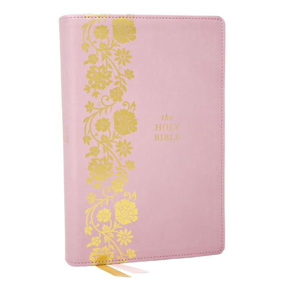 KJV Personal Size Large Print End-Of-Verse Reference Bible, Pink Leathersoft, Red Letter, Comfort Print (Thumb Indexed), (Hardcover)