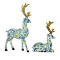 thumbnail image 3 of Baoblaze 2 Pieces Reindeer Statues Animal Sculptures Collection Desktop Table Centerpiece Blue, 3 of 8