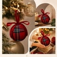 thumbnail image 5 of Ratfeit Plaid Christmas Ball Ornaments, Tartan Fabric Wrapped Hanging Baubles With Velvet Ribbon Bow for Holiday Tree, Wreath, Winter Party Decor, Red, 5 of 7