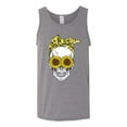thumbnail image 2 of Skull Sunflower Skeleton Bandana Inspirational/Christian Mens Graphic Tank Top, Heather Grey, Medium, 2 of 3