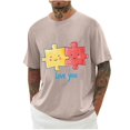 thumbnail image 2 of Camisas de Manga Larga para Hombres Imprimir Casual Cuello Redondo Blusa de Manga Corta, Camisas de Lino para Hombres, 2 of 8