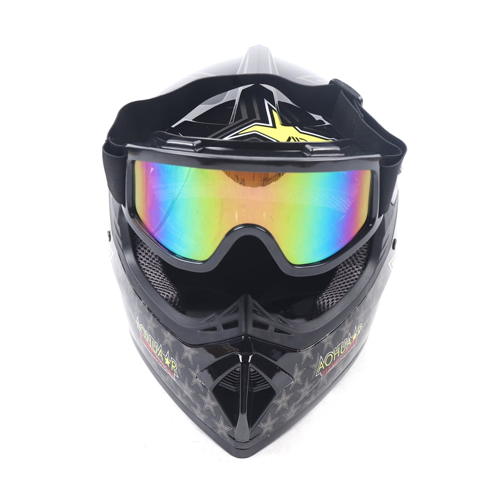 TOOL1SHOoo Multi-Color Unisex M/L Size Motocross Off-Road Riding Helmet + Goggle + Glove Kit Universal Kit L Size