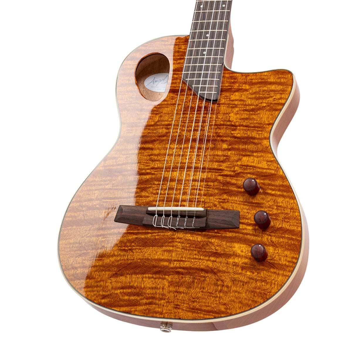 Angel Lopez Hybrid Nylon Electric Semi-Acoustic Guitar, Natural