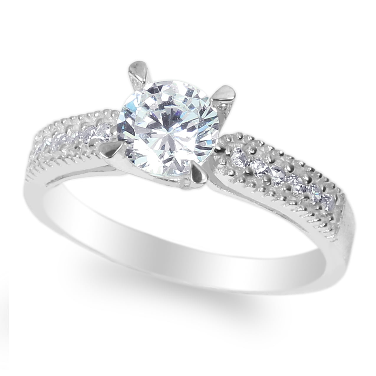 Sterling Silver 925 PRETTY ROUND CZ DESIGN ENGAGEMENT RINGS 8MM SIZES 4-10 Sterling Silver 925 PRETTY ROUND CZ DESIGN ENGAGEMENT RINGS 8MM SIZES 4-10
