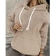 thumbnail image 3 of Suéter de mujer 2023 invierno nueva moda casual felpa aislamiento color sólido manga larga diseño de bolsillo cordón sudadera con capucha, 3 of 5