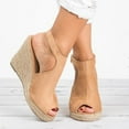 thumbnail image 4 of Wedges Sandals,Women's Fish Mouth Espadrilles Slingback Platform Sandals High Heel Ankle Strap Beach Shoes, 4 of 4