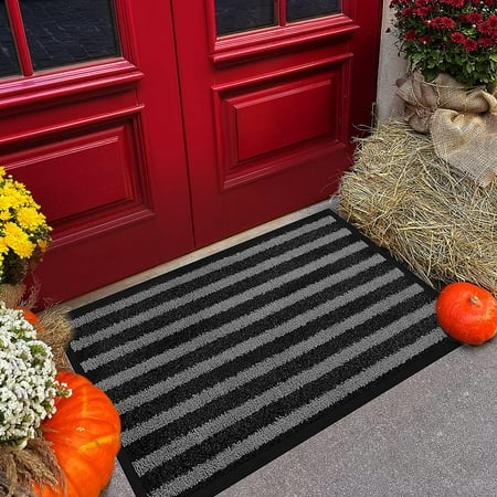Front Door Mat Outdoor Indoor Welcome Mats Outside Entrance Grey –  Discounted-Rugs