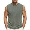 thumbnail image 2 of Antinious Men Solid Washed Round Neck Short Sleeve Vintage Trendy Casual Tank Top, 2 of 5