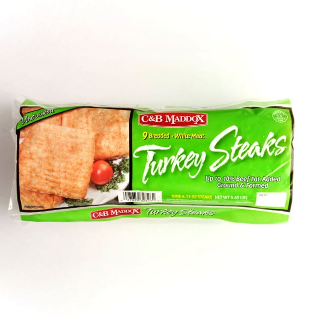 C&B Maddox Breaded White Meat Turkey Steaks, Frozen, 9 ct.
