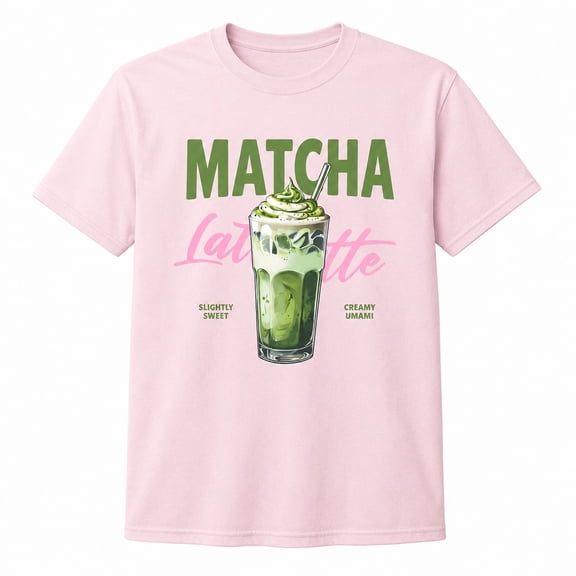 Matcha Latte Graphic T-Shirt, Unisex Cotton Blend Crew Neck Tee